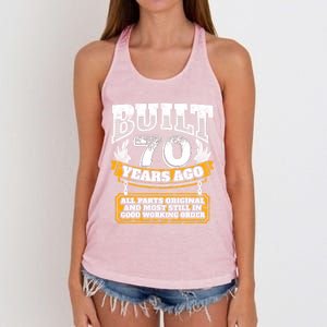 Funny 70th Birthday Gift BDay Gift Saying Age 70 Year Joke Women's Knotted Racerback Tank