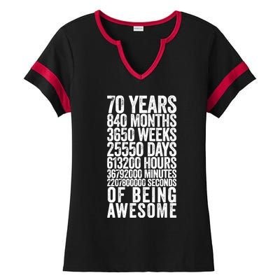 Funny 70th Birthday Old Meter Funny 70 Year Old Gifts Ladies Halftime Notch Neck Tee