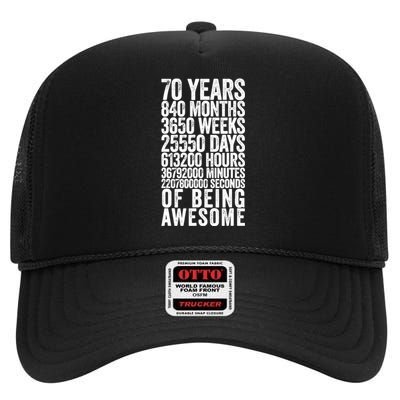 Funny 70th Birthday Old Meter Funny 70 Year Old Gifts High Crown Mesh Back Trucker Hat