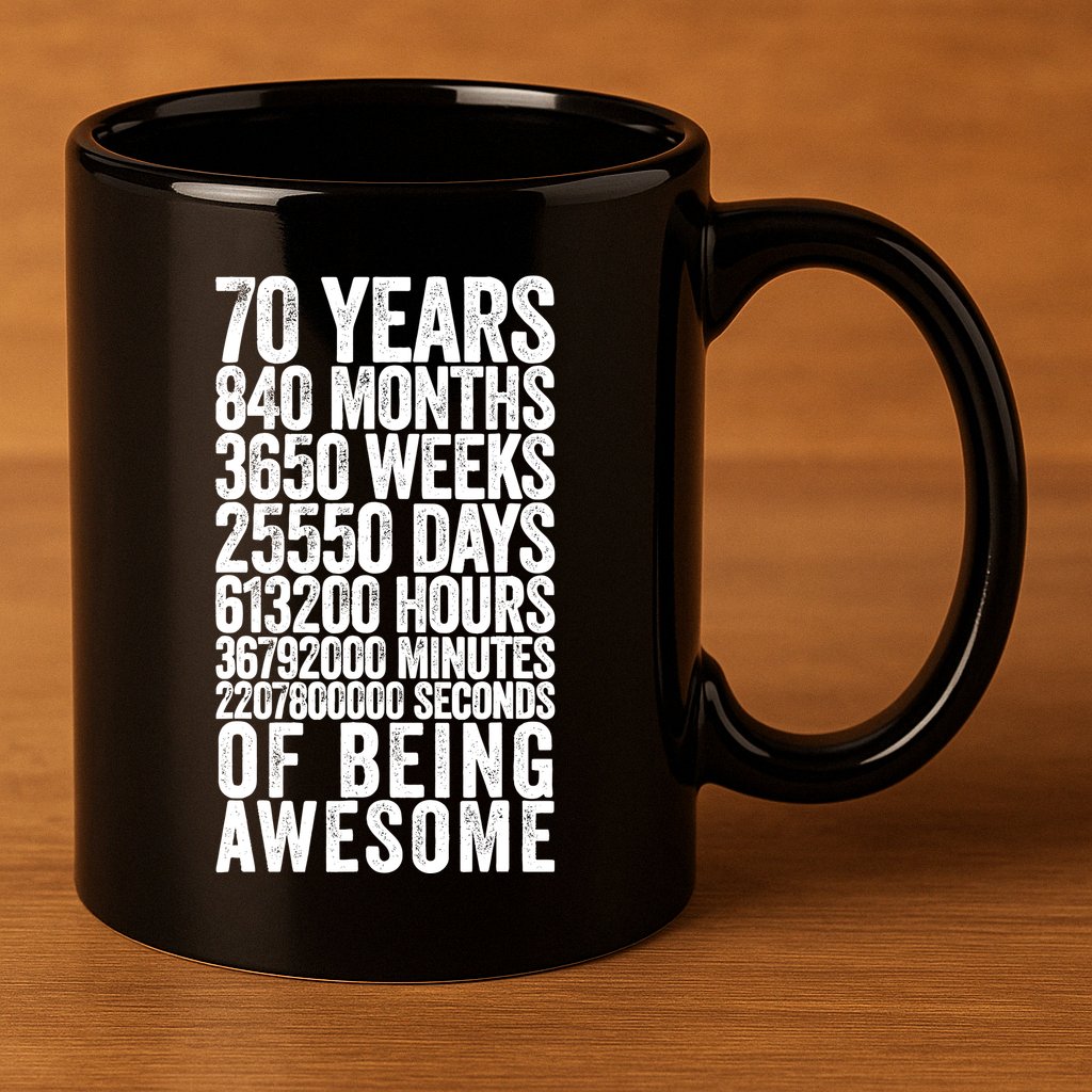 Funny 70th Birthday Old Meter Funny 70 Year Old Gifts 11oz C Handle Ceramic Mug