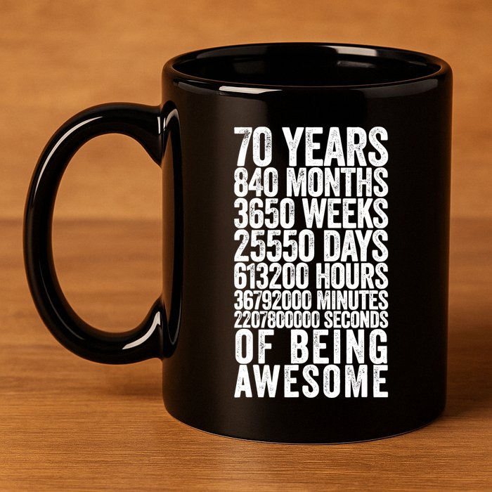 Funny 70th Birthday Old Meter Funny 70 Year Old Gifts 11oz C Handle Ceramic Mug