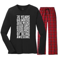 Funny 70th Birthday Old Meter Funny 70 Year Old Gifts Women's Long Sleeve Flannel Pajama Set 