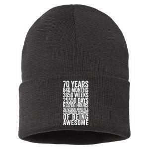 Funny 70th Birthday Old Meter Funny 70 Year Old Gifts Sustainable Knit Beanie