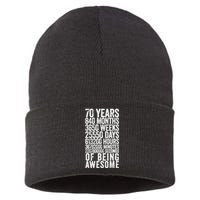 Funny 70th Birthday Old Meter Funny 70 Year Old Gifts Sustainable Knit Beanie