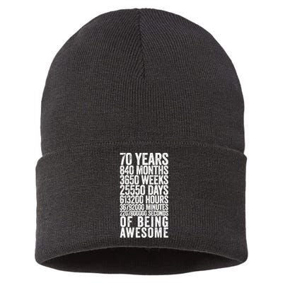 Funny 70th Birthday Old Meter Funny 70 Year Old Gifts Sustainable Knit Beanie