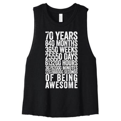 Funny 70th Birthday Old Meter Funny 70 Year Old Gifts Women's Racerback Cropped Tank