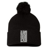 Funny 70th Birthday Old Meter Funny 70 Year Old Gifts Pom Pom 12in Knit Beanie