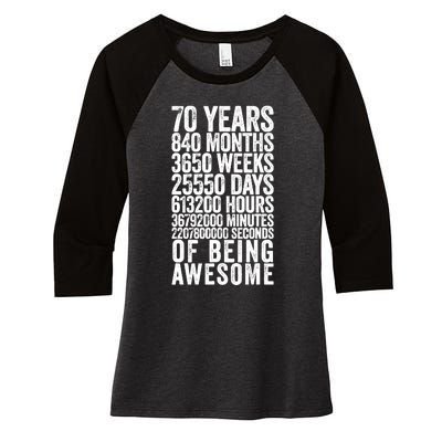 Funny 70th Birthday Old Meter Funny 70 Year Old Gifts Women's Tri-Blend 3/4-Sleeve Raglan Shirt