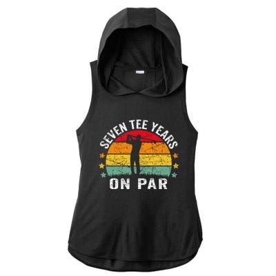 Funny 70th Birthday Golf Pun Retro Sunset 70 Year Old Golfer Ladies PosiCharge Tri-Blend Wicking Draft Hoodie Tank