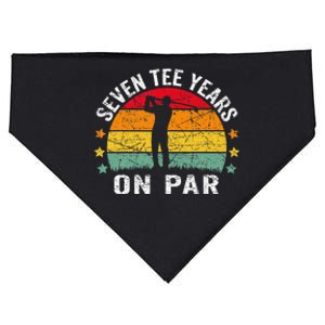 Funny 70th Birthday Golf Pun Retro Sunset 70 Year Old Golfer USA-Made Doggie Bandana