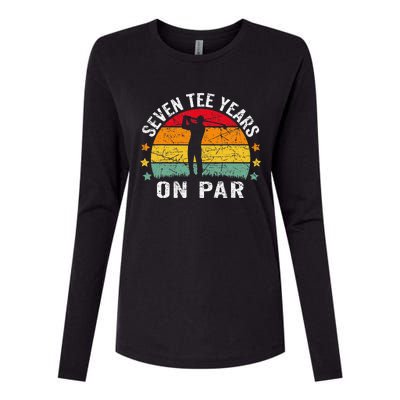 Funny 70th Birthday Golf Pun Retro Sunset 70 Year Old Golfer Womens Cotton Relaxed Long Sleeve T-Shirt