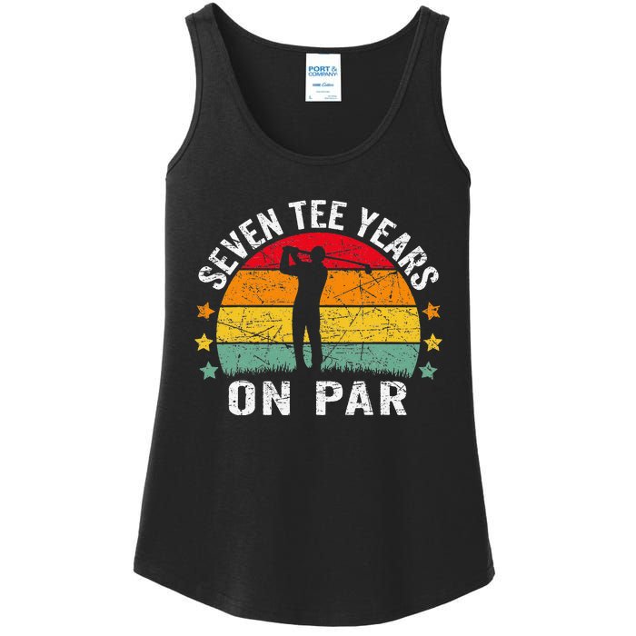 Funny 70th Birthday Golf Pun Retro Sunset 70 Year Old Golfer Ladies Essential Tank