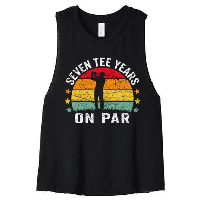 Funny 70th Birthday Golf Pun Retro Sunset 70 Year Old Golfer Women's Racerback Cropped Tank