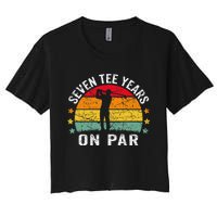 Funny 70th Birthday Golf Pun Retro Sunset 70 Year Old Golfer Women's Crop Top Tee