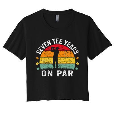 Funny 70th Birthday Golf Pun Retro Sunset 70 Year Old Golfer Women's Crop Top Tee