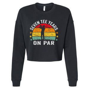 Funny 70th Birthday Golf Pun Retro Sunset 70 Year Old Golfer Cropped Pullover Crew