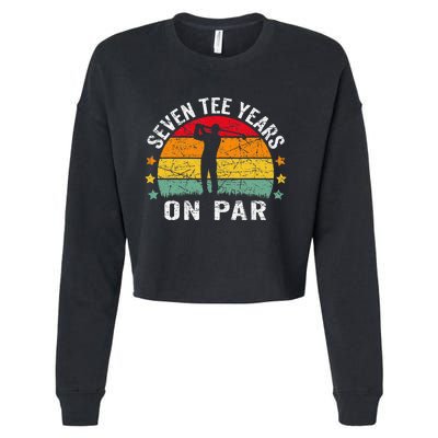 Funny 70th Birthday Golf Pun Retro Sunset 70 Year Old Golfer Cropped Pullover Crew