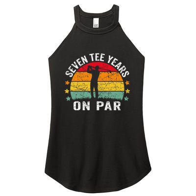 Funny 70th Birthday Golf Pun Retro Sunset 70 Year Old Golfer Women's Perfect Tri Rocker Tank