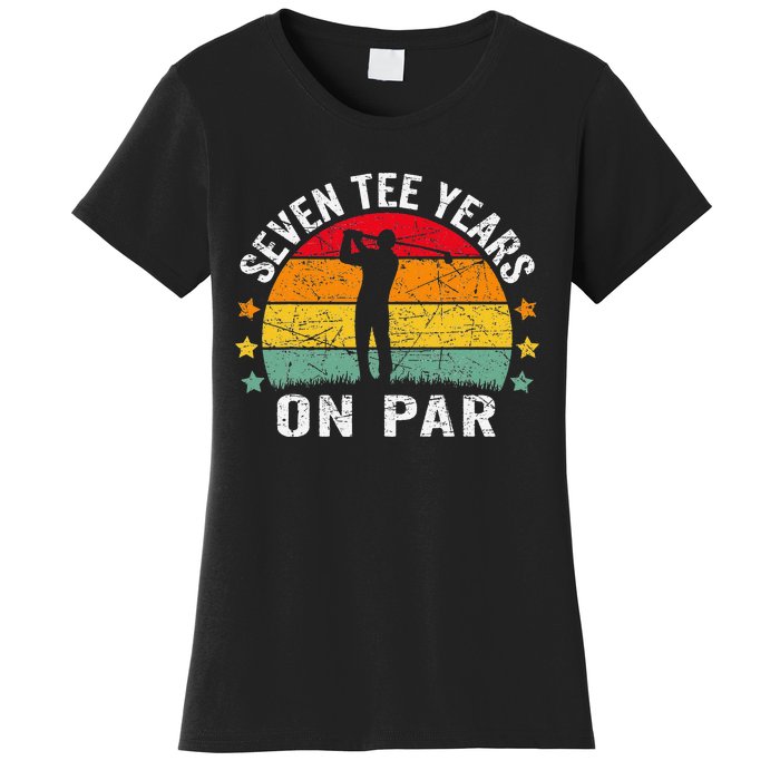 Funny 70th Birthday Golf Pun Retro Sunset 70 Year Old Golfer Women's T-Shirt