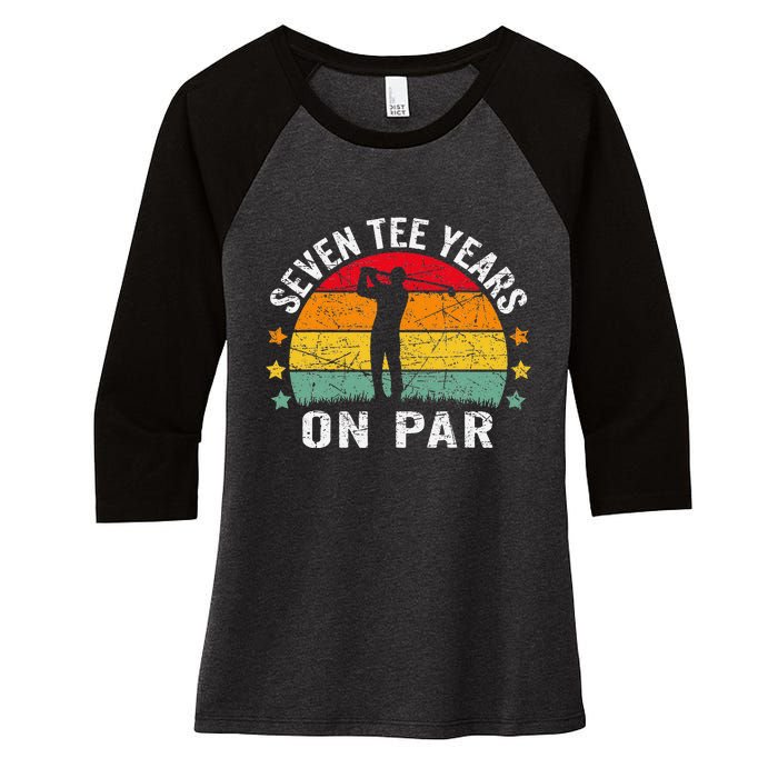 Funny 70th Birthday Golf Pun Retro Sunset 70 Year Old Golfer Women's Tri-Blend 3/4-Sleeve Raglan Shirt