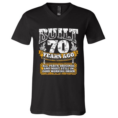 Funny 70th Birthday B Day Gift Saying Age 70 Year Joke V-Neck T-Shirt