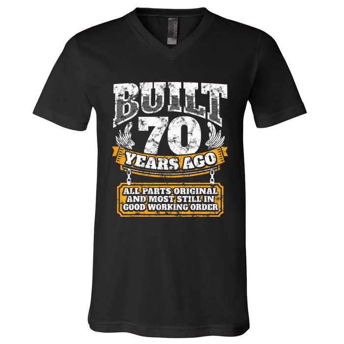 Funny 70th Birthday B Day Gift Saying Age 70 Year Joke V-Neck T-Shirt