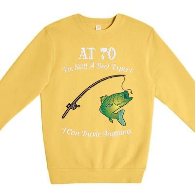 Funny 70th Birthday Gift 70YearOld Fisherman Fishing Premium Crewneck Sweatshirt