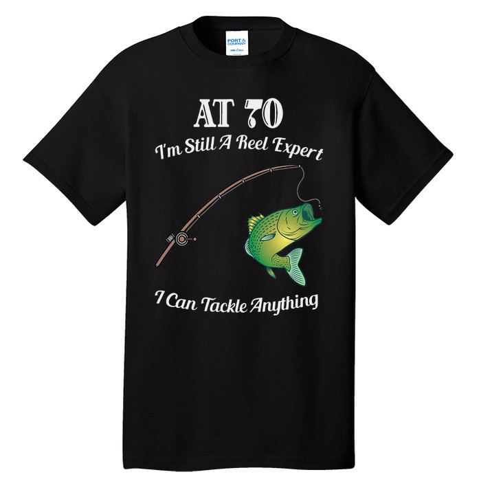 Funny 70th Birthday Gift 70YearOld Fisherman Fishing Tall T-Shirt