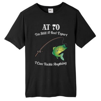 Funny 70th Birthday Gift 70YearOld Fisherman Fishing Tall Fusion ChromaSoft Performance T-Shirt