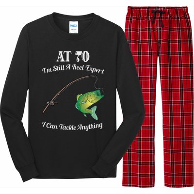 Funny 70th Birthday Gift 70YearOld Fisherman Fishing Long Sleeve Pajama Set