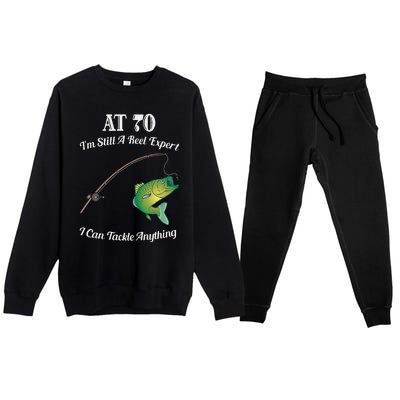 Funny 70th Birthday Gift 70YearOld Fisherman Fishing Premium Crewneck Sweatsuit Set