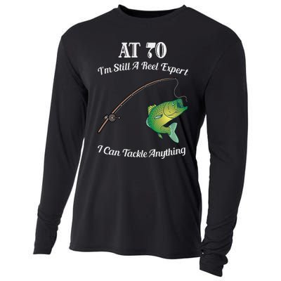 Funny 70th Birthday Gift 70YearOld Fisherman Fishing Cooling Performance Long Sleeve Crew