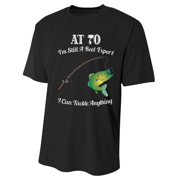 Funny 70th Birthday Gift 70YearOld Fisherman Fishing Performance Sprint T-Shirt