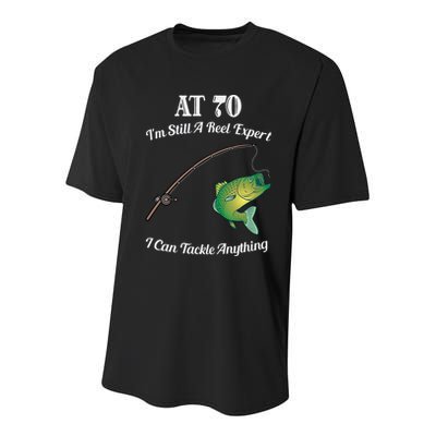 Funny 70th Birthday Gift 70YearOld Fisherman Fishing Youth Performance Sprint T-Shirt