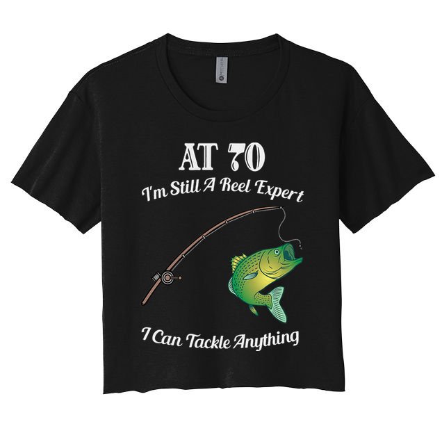 Funny 70th Birthday Gift 70YearOld Fisherman Fishing Crop Top