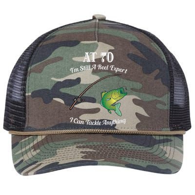 Funny 70th Birthday Gift 70YearOld Fisherman Fishing Retro Rope Trucker Hat Cap