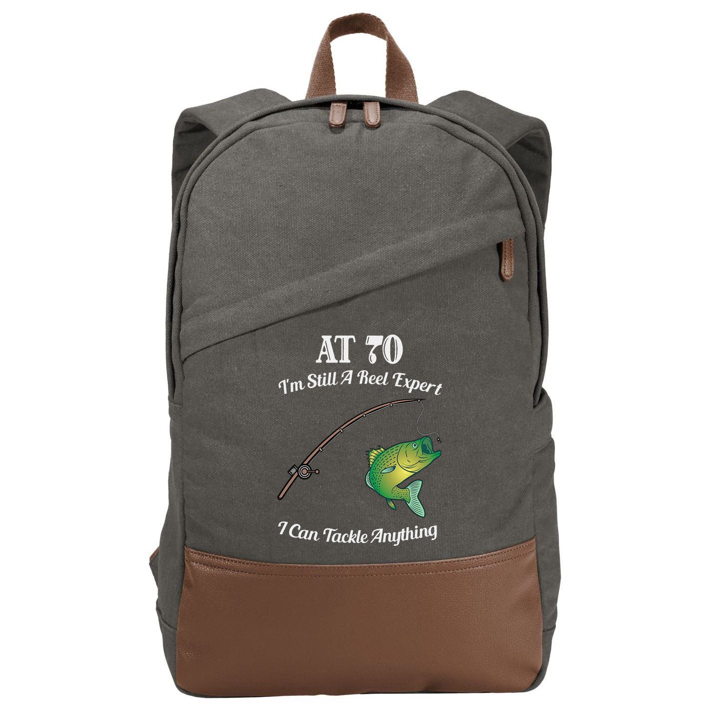 Funny 70th Birthday Gift 70YearOld Fisherman Fishing Cotton Canvas Backpack