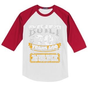 Funny 70th Birthday BDay Gift Saying Age 70 Year Joke Kids Colorblock Raglan Jersey