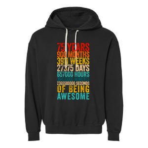 Funny 75th Birthday Old Meter Funny 75 Year Old Gifts Garment-Dyed Fleece Hoodie