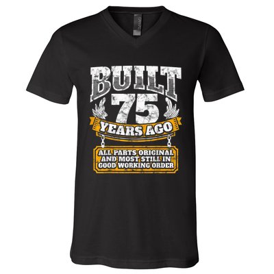 Funny 75th Birthday Present Shirt B-Day Gift Saying Age 75 Year Joke V-Neck T-Shirt