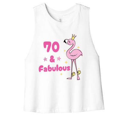 Funny 70th Bday Flamingo 1953 Birthday Gifts for Wo Women's Racerback Cropped Tank