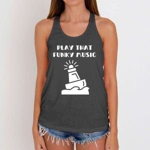 Funny 70s Retro Disco Play That Funky Music Women's Knotted Racerback Tank