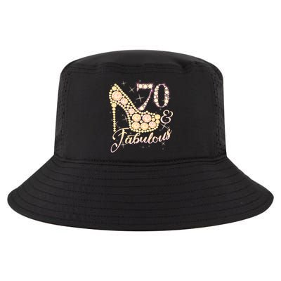Fabulous & 70 Sparkly Heel 70th Birthday Cool Comfort Performance Bucket Hat
