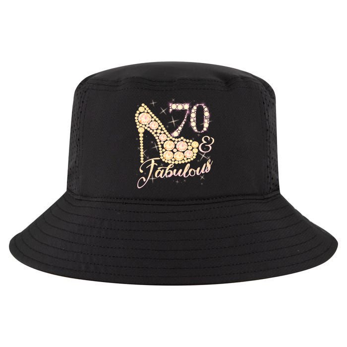 Fabulous & 70 Sparkly Heel 70th Birthday Cool Comfort Performance Bucket Hat