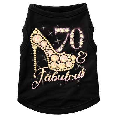 Fabulous & 70 Sparkly Heel 70th Birthday Doggie Tank