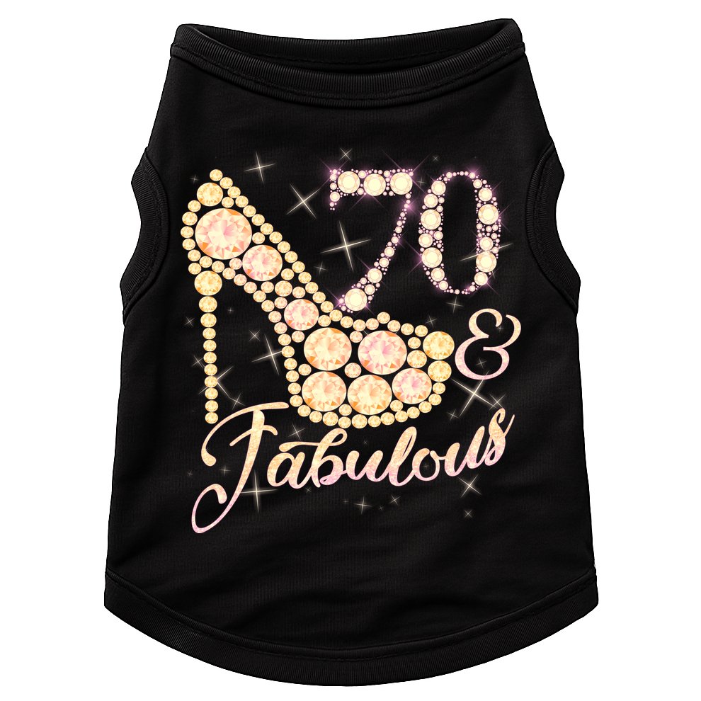Fabulous & 70 Sparkly Heel 70th Birthday Doggie Tank