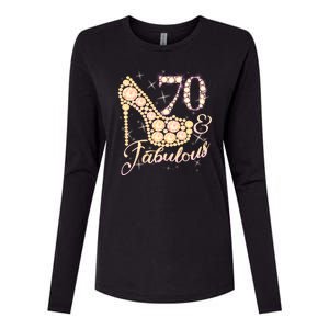 Fabulous & 70 Sparkly Heel 70th Birthday Womens Cotton Relaxed Long Sleeve T-Shirt