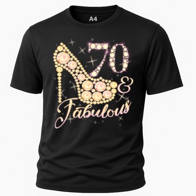 Fabulous & 70 Sparkly Heel 70th Birthday Performance Shirt