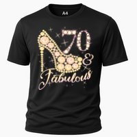 Fabulous & 70 Sparkly Heel 70th Birthday Cooling Performance Crew T-Shirt