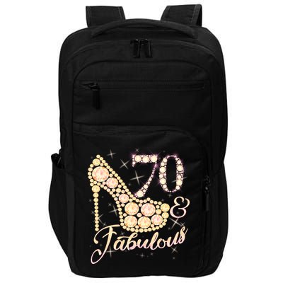 Fabulous & 70 Sparkly Heel 70th Birthday Impact Tech Backpack